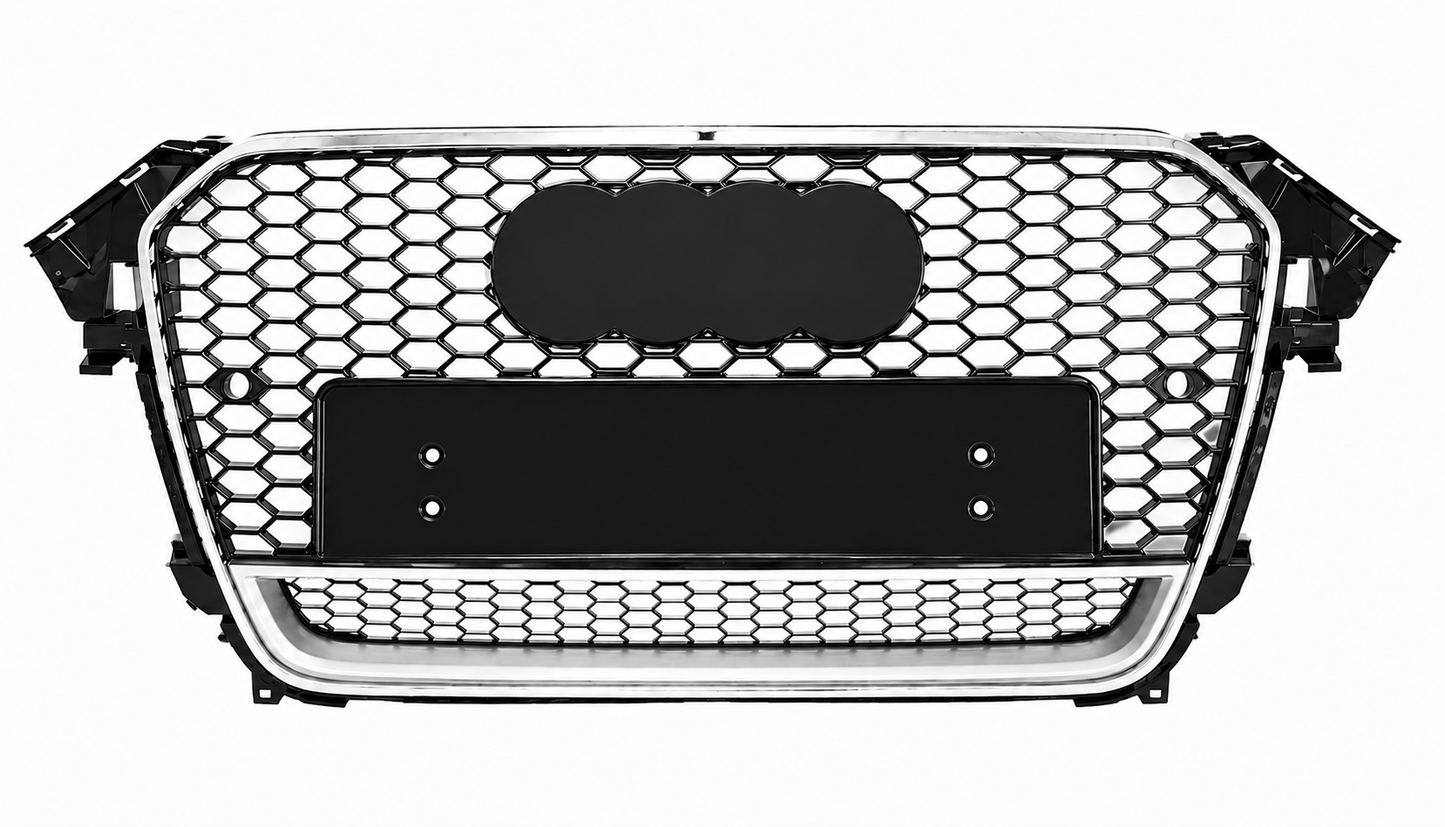 Audi A4 S4 B8.5 Silver Rare Honeycomb Front Grille | 2012-2016 | Chrome RS4 Style