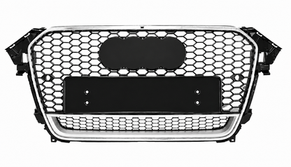 Audi A4 S4 B8.5 Silver Rare Honeycomb Front Grille | 2012-2016 | Chrome RS4 Style