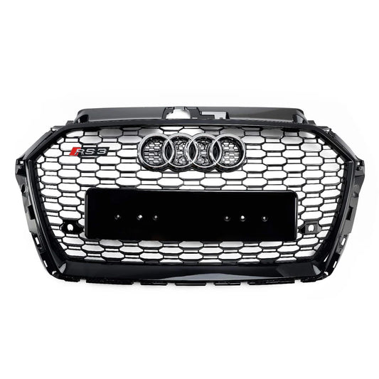 Audi A3 S3 8V Honeycomb Quattro Grille 2017-2020 | Facelift RS3 Style Black Edition