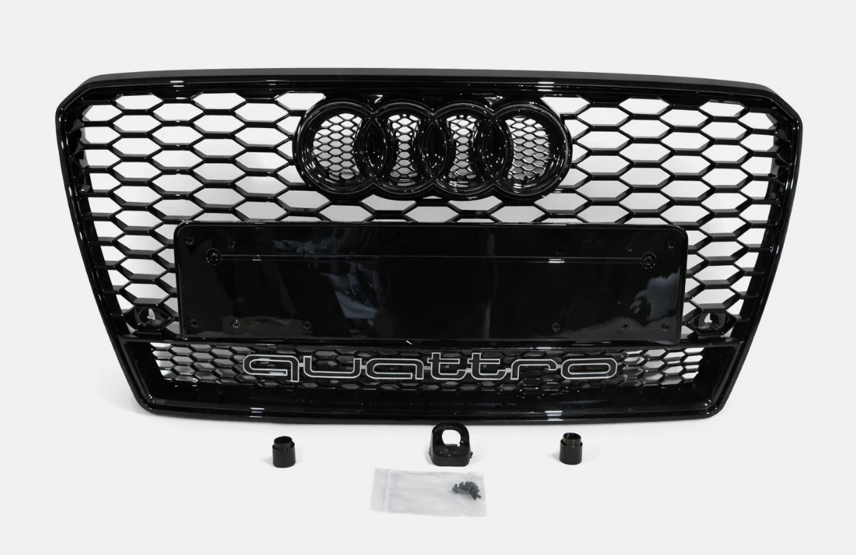 Audi A7 S7 C7 2011-2015 Honeycomb Quattro Front Grille RS7 Grill Gloss Black