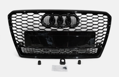 Audi A7 S7 C7 2011-2015 Honeycomb Quattro Front Grille RS7 Grill Gloss Black