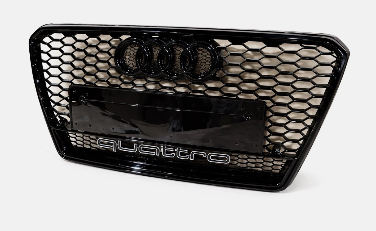 Audi A7 S7 C7 2011-2015 Honeycomb Quattro Front Grille RS7 Grill Gloss Black