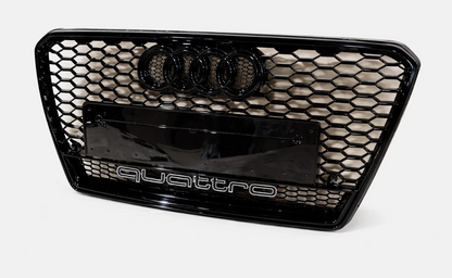 Audi A7 S7 C7 2011-2015 Honeycomb Quattro Front Grille RS7 Grill Gloss Black