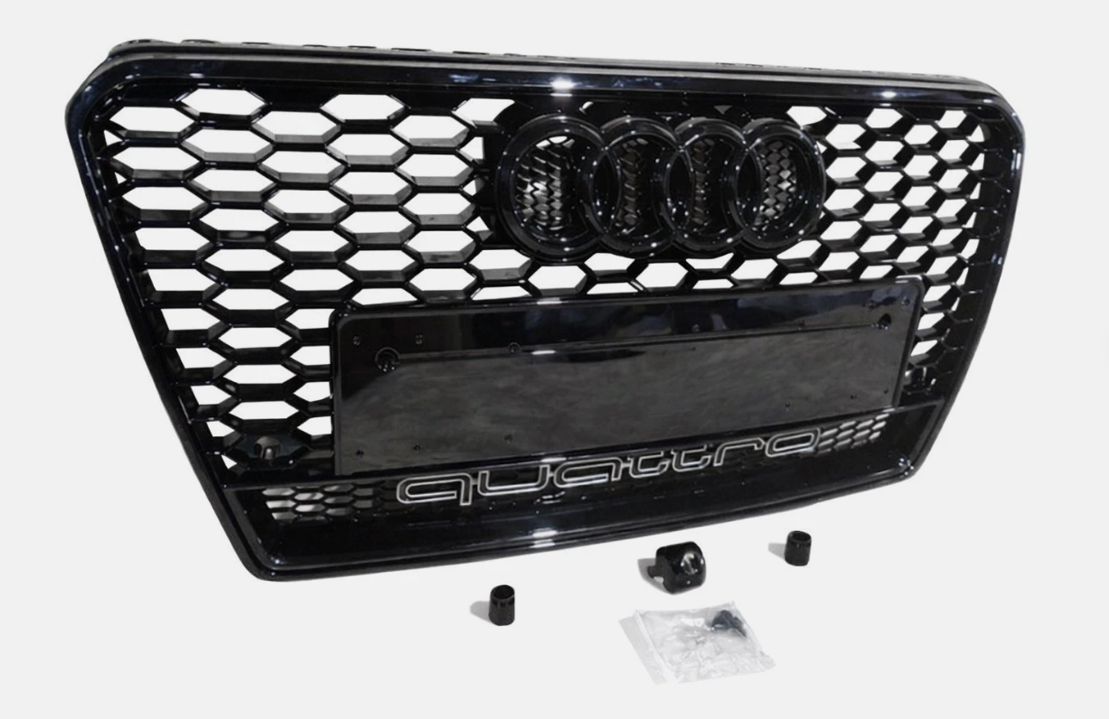 Audi A7 S7 C7 2011-2015 Honeycomb Quattro Front Grille RS7 Grill Gloss Black