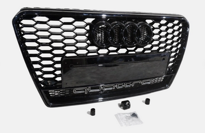 Audi A7 S7 C7 2011-2015 Honeycomb Quattro Front Grille RS7 Grill Gloss Black