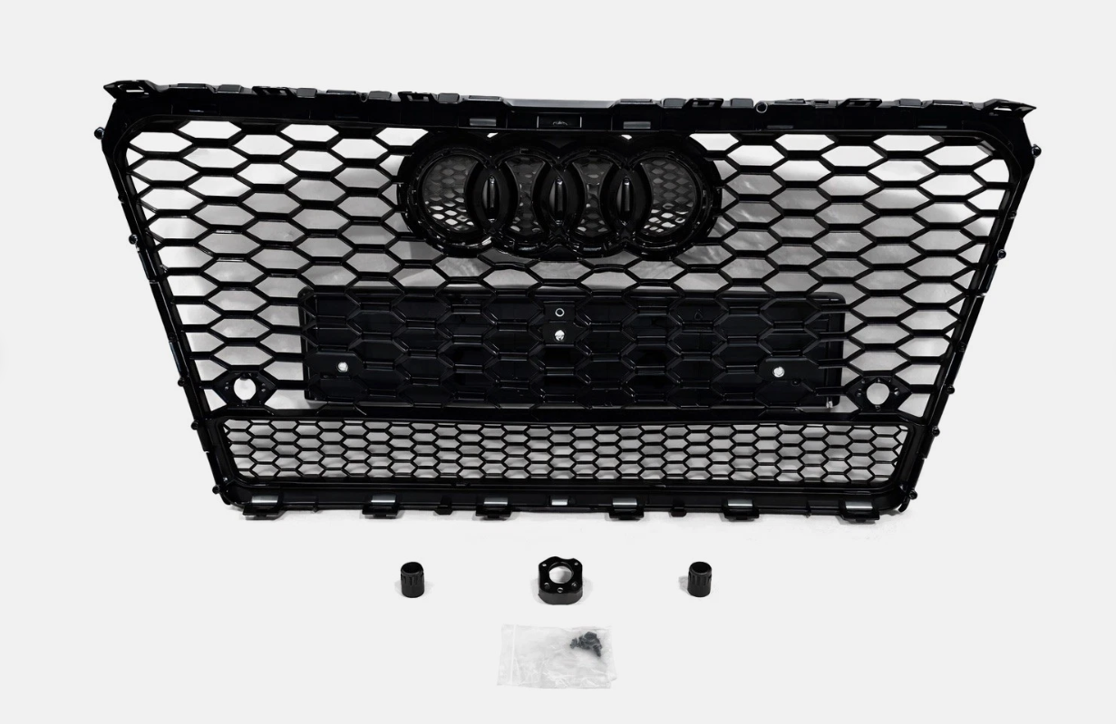 Audi A7 S7 C7 2011-2015 Honeycomb Quattro Front Grille RS7 Grill Gloss Black